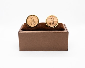 Wooden Rabbit Origami Cufflinks - Wedding Cufflinks, Engraved Wooden Cufflinks, Groom Cufflinks, Personalized Cufflinks