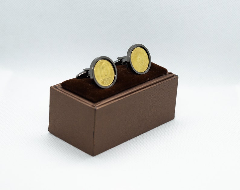 special gift Argentina 10 Centavos stainless steel Choice of Gold or Gunmetal coloured backs Coin Cufflinks 10 year anniversary