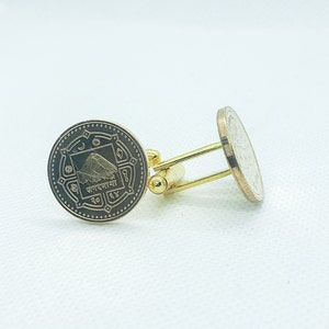 Münz-Manschettenknöpfe - Nepal 1 Rupien, 10 Jahre Jubiläum, besonderes Geschenk, einzigartiges Geschenk, Gunmetal oder Brushed Gold (Edelstahl)