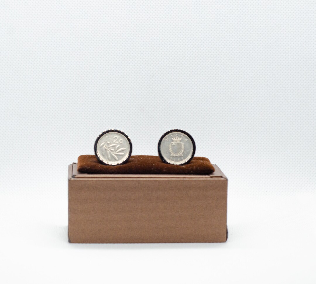 Coin Cufflinksmalta 2 Cents Coin Choice of Gold or Gunmetal Etsy
