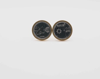 Coin Cufflinks - Philipines 25 Sentimos Coin, Choice of Silver or Gunmetal coloured backs (stainless steel)