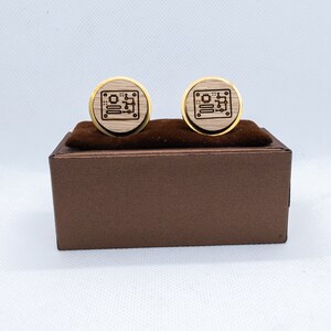 Wooden Printed circuit board Cufflinks - Wedding Cufflinks, Engraved Wooden Cufflinks, Groom Cufflinks, Personalized Cufflinks