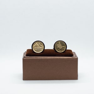 Coin Cufflinks - Egypt 1 Qirsh Coin ,  Choice of Gold or Gunmetal coloured backs (stainless steel)