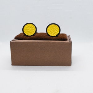 Yellow White Red Leather  Cufflinks- Wedding Cufflinks,  Cufflinks, Groom Cufflinks, Personalized Cufflinks