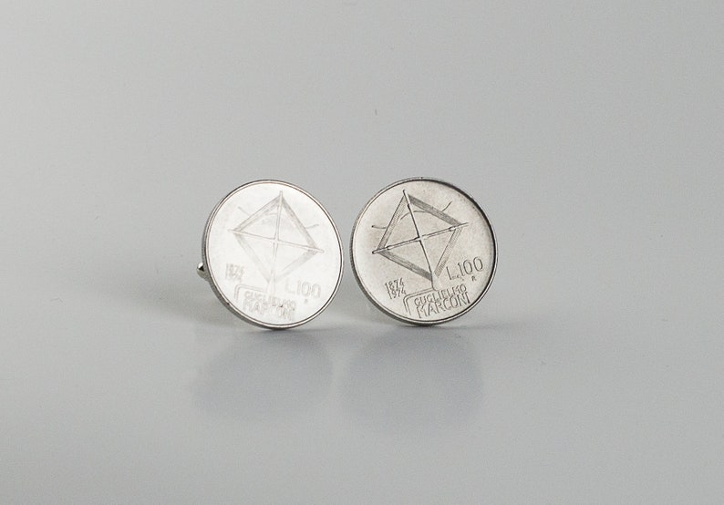 Italy 100 Lire Coin Guglielmo Marconi Cufflink