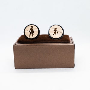 Greek Soldier Wooden Cufflinks - Wedding Cufflinks, Engraved Wooden Cufflinks, Groom Cufflinks, Personalized Cufflinks