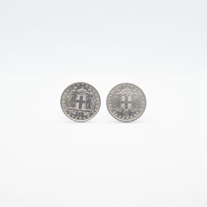 Coin Cufflinks-Greece 1 Drachmai Constantine II Cufflinks