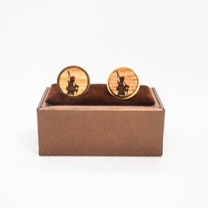 BagPiper Wooden Cufflinks - Wedding Cufflinks, Engraved Wooden Cufflinks, Groom Cufflinks, Personalized Cufflinks