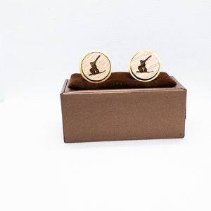 Gemelos Snowboard Madera - Gemelos Boda, Gemelos Madera Grabados, Gemelos Novio, Gemelos Personalizados