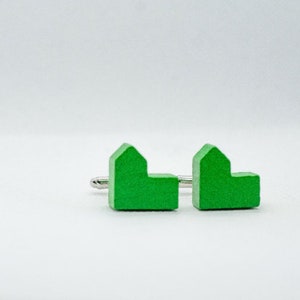 Wood Catan Cufflinks -Settlers of Catan Cufflinks - Orange- Green - Brown