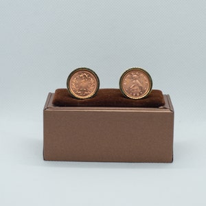 Coin Cufflinks - Zimbabwe 1 Cent Coin ,  Choice of Gold or Gunmetal coloured backs (stainless steel)
