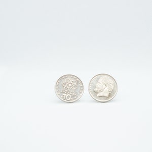 Coin Cufflinks-GREECE, 10 drachmas Coin Cufflinks, 10 year anniversary, special gift, unique present for men, unusual gift idea, wedding