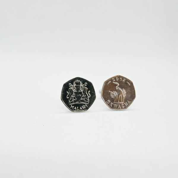 Coin Cufflinks -Malawi 5 Kwacha, 10 year anniversary, special gift, unique present for men, unusual gift idea, wedding