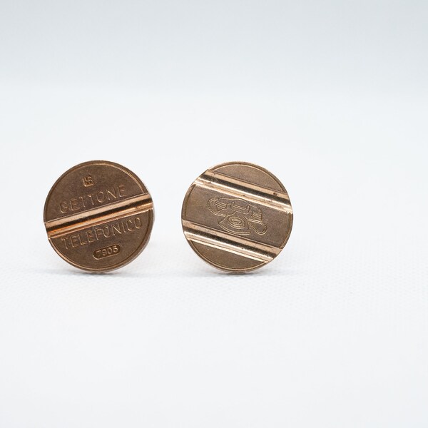 Coin Cufflinks - Italy,Telephone Token- Gettone Telefonico Coin Cufflink, 5th year, fiftieth year, gift for husband, gift for boyfriend,
