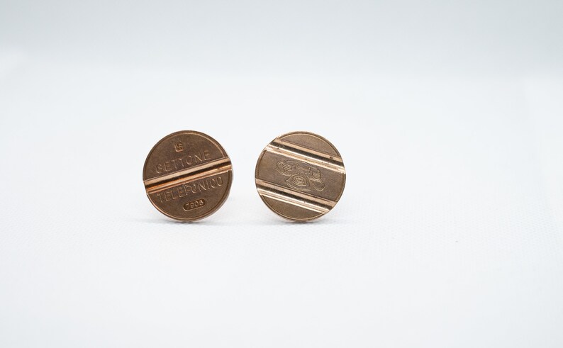 gift for boyfriend, fiftieth year Italy,Telephone Token- Gettone Telefonico Coin Cufflink gift for husband Coin Cufflinks 5th year