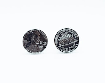 Coin Cufflinks - America One Penny 1943 Steel Penny in Black Ruthenium Coin Cufflink