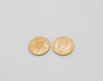 Coin Cufflinks-Bahamas 1 Cent  Coin Cufflinks, 20th year, 40th year, gift for him, present for anniversary, unique gift ideas, special