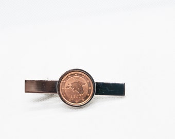 Pièce de monnaie Estonie Two Cent Euro pinces à cravate - pinces à cravate or ou argent, cadeau d'anniversaire, cadeau de mariage, boutons de manchette pièce de monnaie, cadeau de fête de mariage