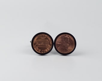 Coin Cufflinks - America   One Penny,Choice of Gold or Gunmetal coloured backs (stainless steel)