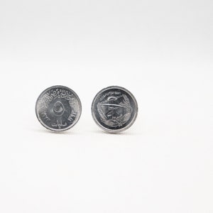 Coin Cufflinks - Egypt 5 Milliemes FAO Coin,   , Gift for Men, Anniversary Gift