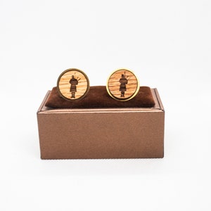 BagPiper Wooden Cufflinks - Wedding Cufflinks, Engraved Wooden Cufflinks, Groom Cufflinks, Personalized Cufflinks