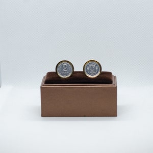 Coin Cufflinks- Ukraine 2 Kopiyok, Choice of Gold or Gunmetal coloured backs (stainless steel), Gift for Men, Anniversary Gift, Groomsmen
