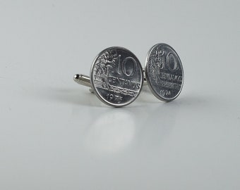 Coin Cufflinks - Brazil, 10 Centavos Coin Cufflink, Brazil gift idea, Brazilian wedding theme, wedding ideas, gift for men, men's style idea