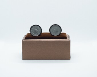 Coin Cufflinks - Austria, 5 Groschen, Choice of Gold or Gunmetal coloured backs (stainless steel),vintage coin cuff link,present for husband