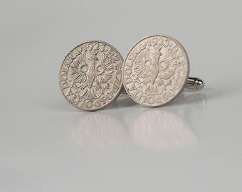 Coin Cufflinks-Poland 10 1923 Groszy 10 Cent Coin Cufflinks