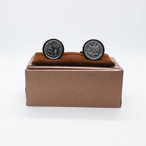Coin Cufflinks - Namibia 5 Cents, 10 year anniversary, special gift, unique present, Choice of Gunmetal coloured backs (stainless steel)