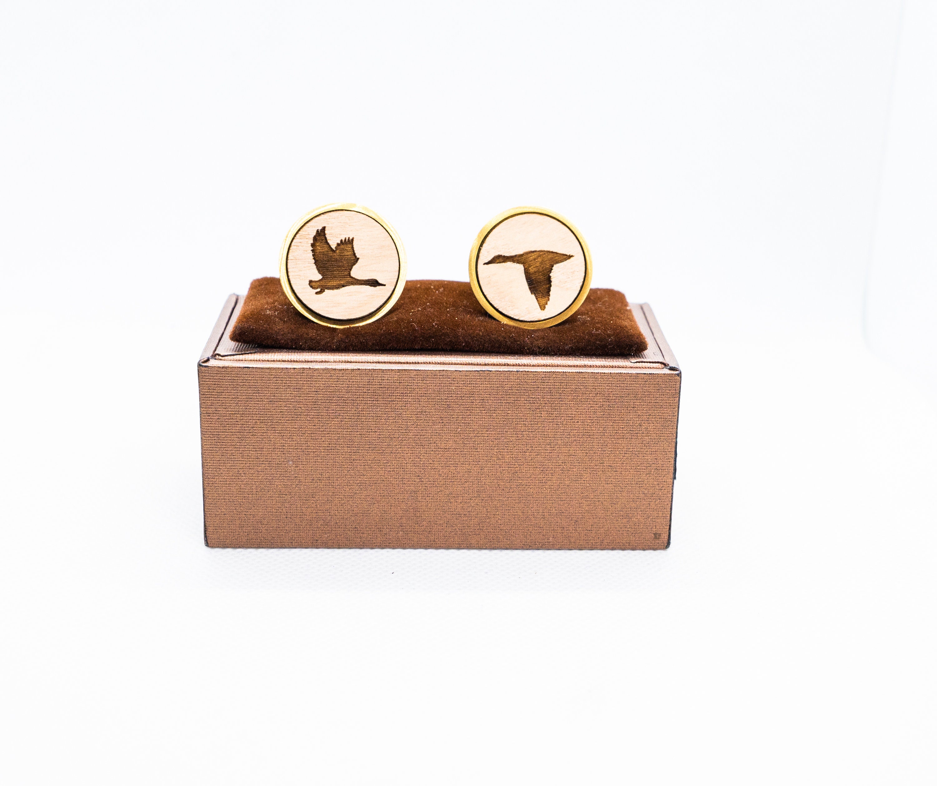 Ducks Wooden Cufflinks - Wedding Cufflinks, Engraved Wooden Cufflinks, Groom Cufflinks, Personalized Cufflinks