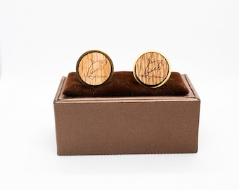 Wooden Killer Whale Origami Cufflinks - Wedding Cufflinks, Engraved Wooden Cufflinks, Groom Cufflinks, Personalized Cufflinks