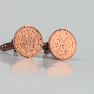 Coin Cufflinks - Germany, One Cent Euro Coin Cufflinks, 1st year anniversary, retirement gift, father gift, unique find, cufflinks for men