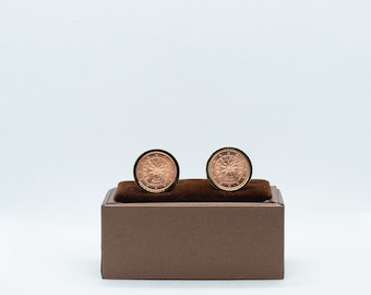 Coin Cufflinks - Austria Two Cent Euro ,Choice of Gold or Gunmetal coloured backs (stainless steel),graduation, wedding gift, groomsmen
