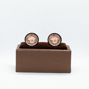 Coin Cufflinks - Bermuda 1 Cents Coin, Choice of  Gold or Gunmetal coloured backs (stainless steel)