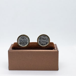 Coin Cufflinks - Estonia 20 Senti, Choice of Gold Gunmetal coloured backs (stainless steel), Wedding Gift, Friends Gift,