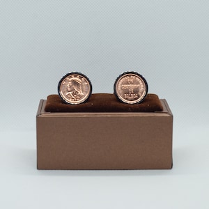 Coin Cufflinks - Panama, 1 Centesimo, Choice of Gold or Gunmetal coloured backs (stainless steel), Panamanian wedding, groomsmen present