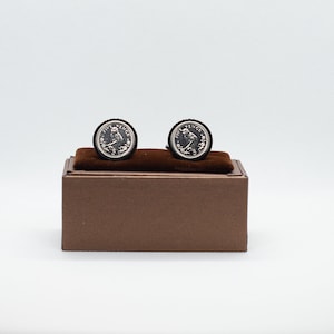 Coin Cufflinks - Gibraltar, 5 pence, Choice of Gold or Gunmetal coloured backs (stainless steel), 5th year anniversary, 10 year anniversary