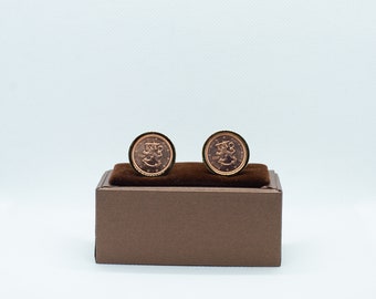 Abotoaduras de moedas - Finlândia Dois centavos de euro, escolha entre costas coloridas em ouro ou bronze (aço inoxidável), presente finlandês, presente de amigo, formatura