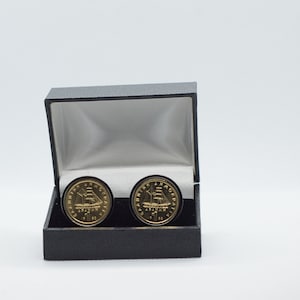 Coin Cufflinks-GREECE, One Drachma, Choice of Silver or Gunmetal coloured backs (stainless steel) , Greek wedding idea, gift from Greece