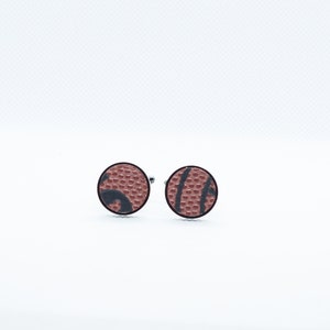 Leather Cufflinks - American Football Leather , NFL Cufflinks ,  3rd Anniversary, Cufflinks with Leather, w/ Gunmetal Stainless Steel Back