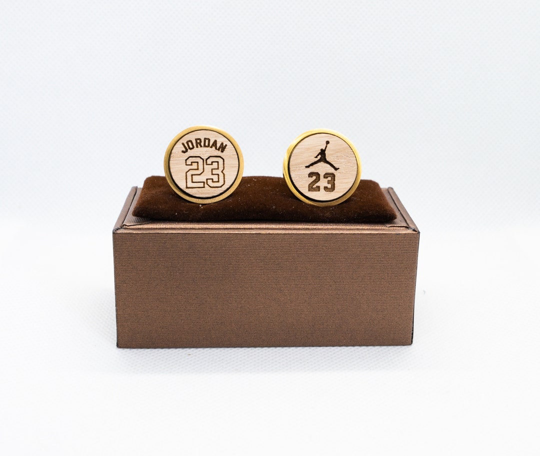 Michael Jordan Jumpman 23 Basketball G.O.A.T Wooden Cufflinks Wedding