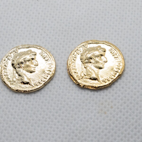 Coin Cufflinks - Augustus 14AD Roman Historical Replica Coins Cufflinks with Brass Back, gift for husband, gift for wedding, present history