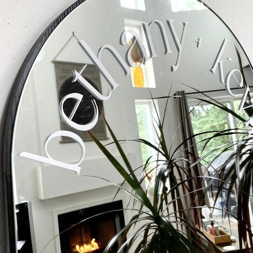 Arched Wedding Mirror Decal / Customizable Curved Names and Etsy