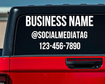 Decalcomania per finestra completamente personalizzabile / Il tuo logo, testo, QR, cartello adesivo in vinile / Azienda, auto, camion, rimorchio, furgone, SUV, porta, vetro, parabrezza