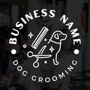 Calcomanía personalizable para letrero de peluquería canina / Cree su propia rotulación de vinilo / Adhesivo para escaparate con el logotipo de su negocio