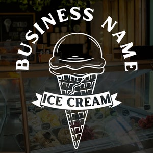 Customizable Ice Cream Shop Vinyl Decal / Your Company Name or Logo Storefront Sticker Window Door Lettering Personalized