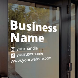 Customizable Modern Business Decal / Your Company Name or Logo / Storefront Hours Vinyl Sticker Window Door Lettering