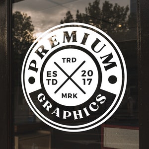Customizable Circle Logo Window Decal / Your Company Name or Logo Storefront Vinyl Sticker Window Door Lettering