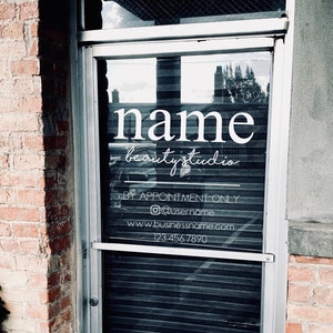 Custom Salon Door Sign / Vinyl shop decal / Your Company Logo / Personalized Storefront Sticker / Customizable Window Door Lettering